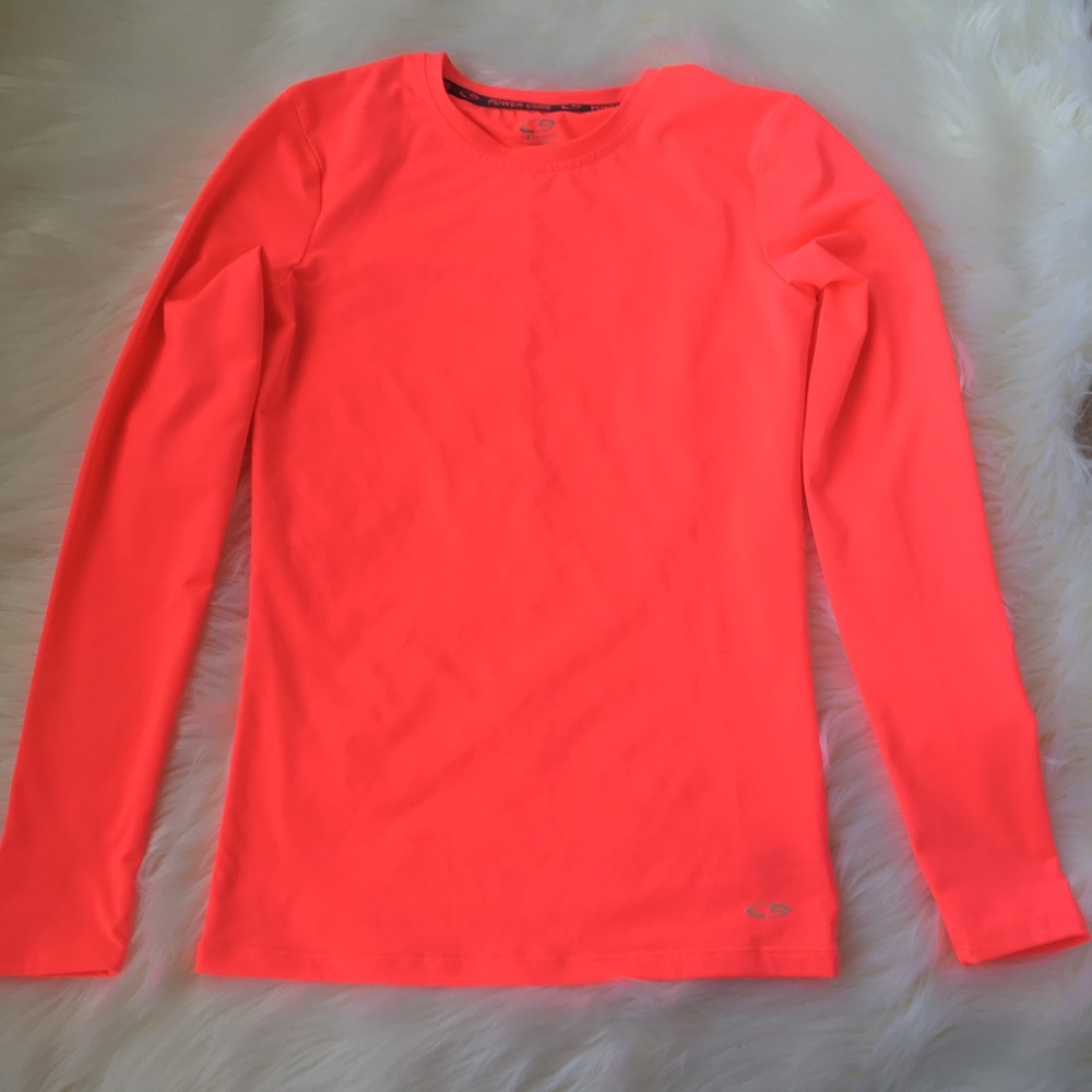 Neon pink long-sleeved work out shirt